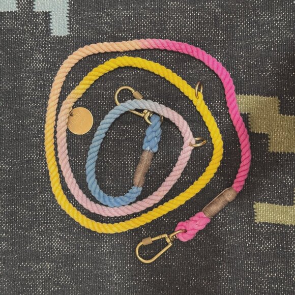 Found My Animal Adjustable Rope Dog Leash, 7 feet, Ombre Rainbow - Picture 3 of 13